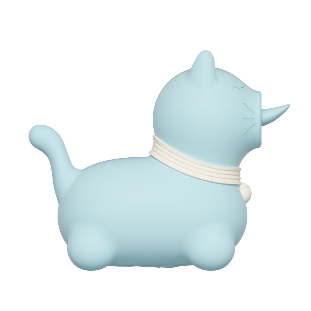 Вибропули и мини-вибраторы - Стимулятор клитора с длинным вращающимся язычком UNIVIBE Котик, 10 режимов, синий 4