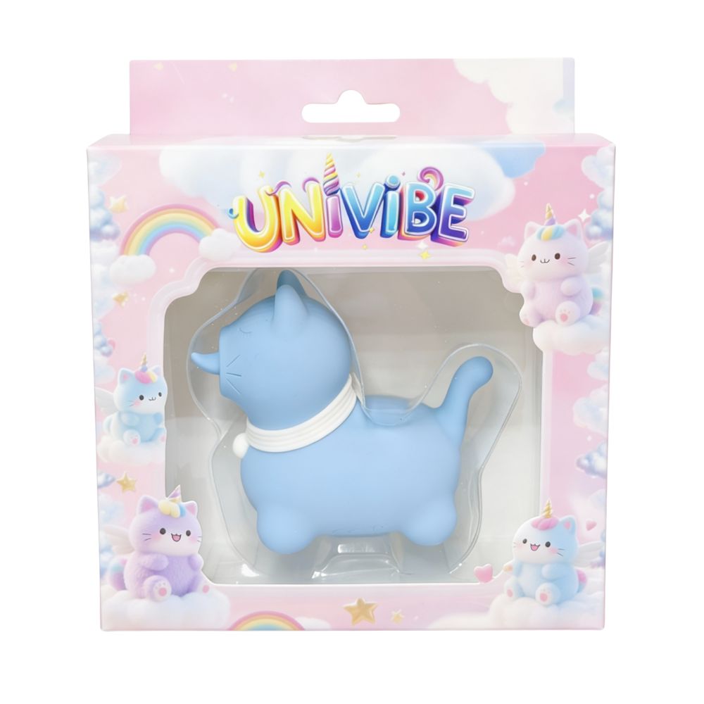 Вибропули и мини-вибраторы - Стимулятор клитора с длинным вращающимся язычком UNIVIBE Котик, 10 режимов, синий 1