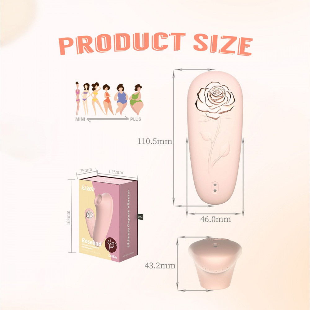 Разное - Стимулятор с пульсацией для клитора Chisa Kissen Rosebud персиковый 5