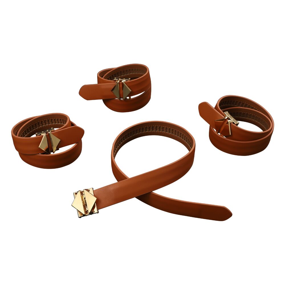 Наручники, веревки, бондажы, поножи - Набор для связывания LOCKINK Hogtie Set - Brown 3