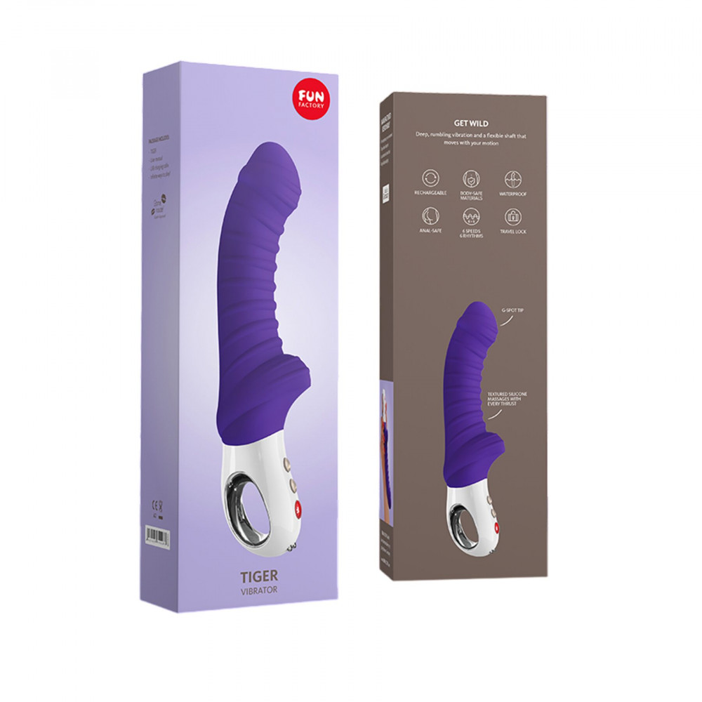 Классический вибратор - Вибратор для точки G Fun Factory TIGER violet, ребристый, подходит для анальной стимуляции 6