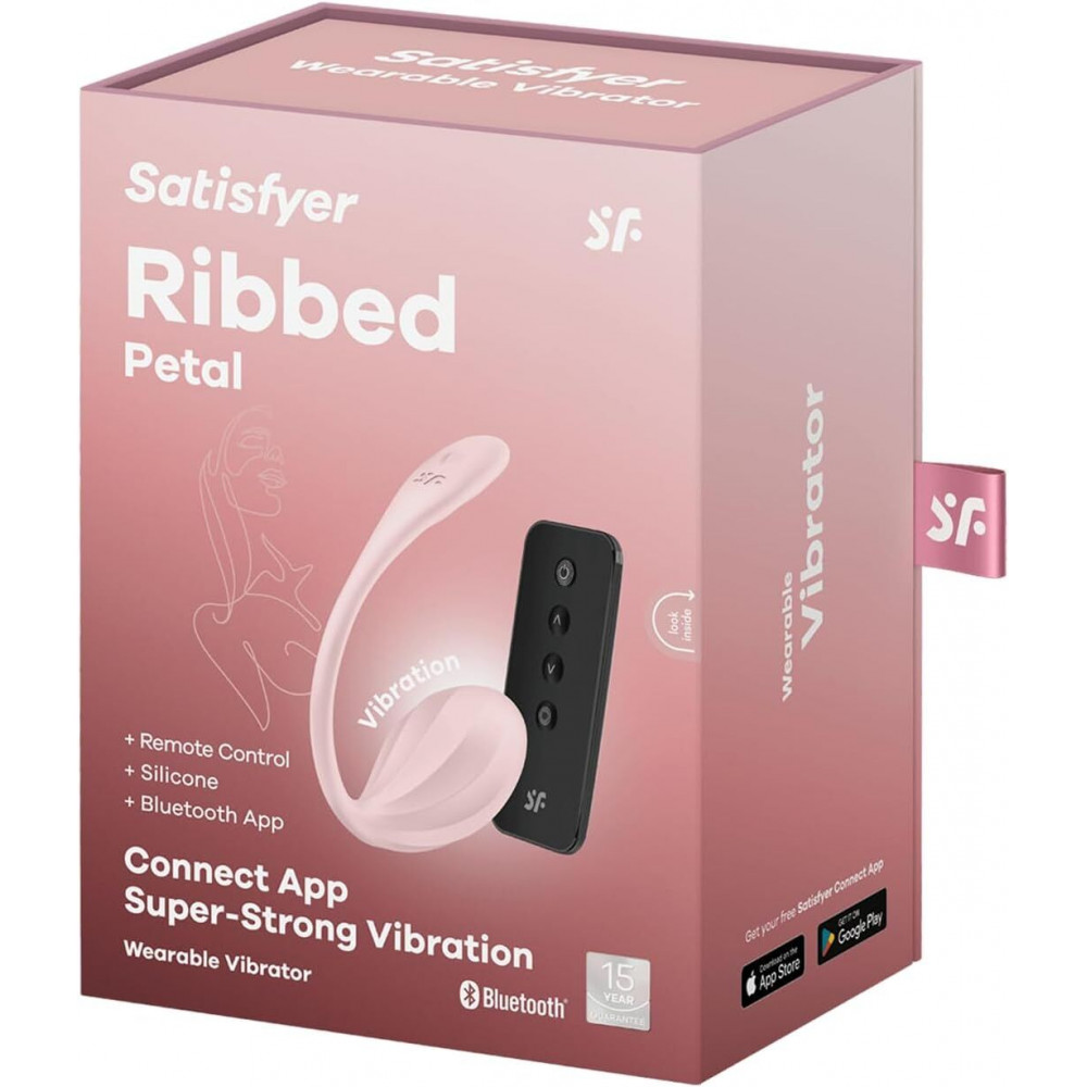 Виброяйцо - Виброяйцо Satisfyer Ribbed Petal Connect App Rose 6