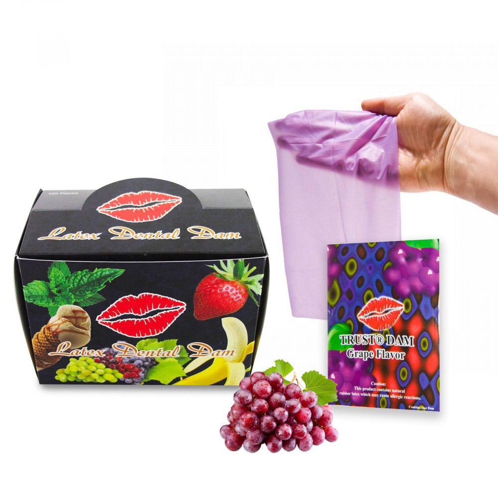 Презервативи - Набір латексних серветок Latex Dental Dams Grape 100 шт