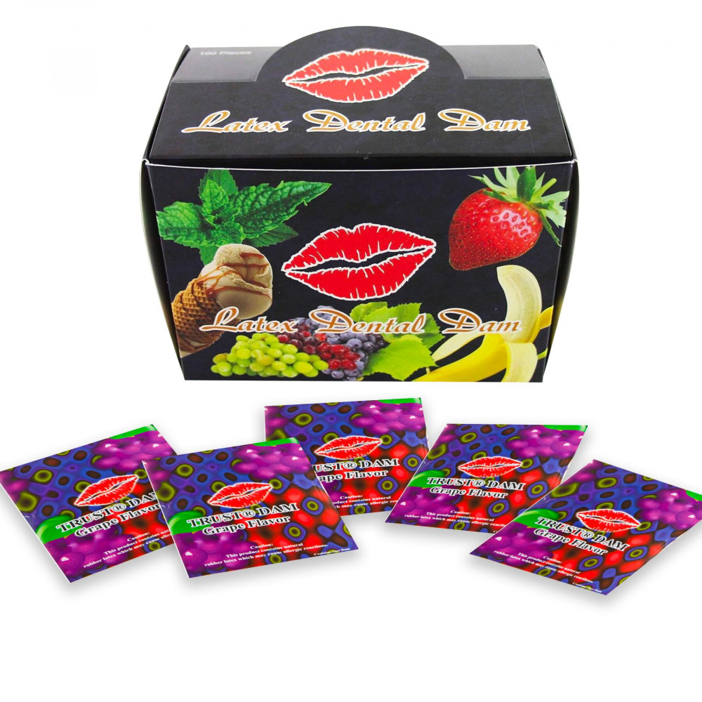 Презервативи - Набір латексних серветок Latex Dental Dams Grape 100 шт 1
