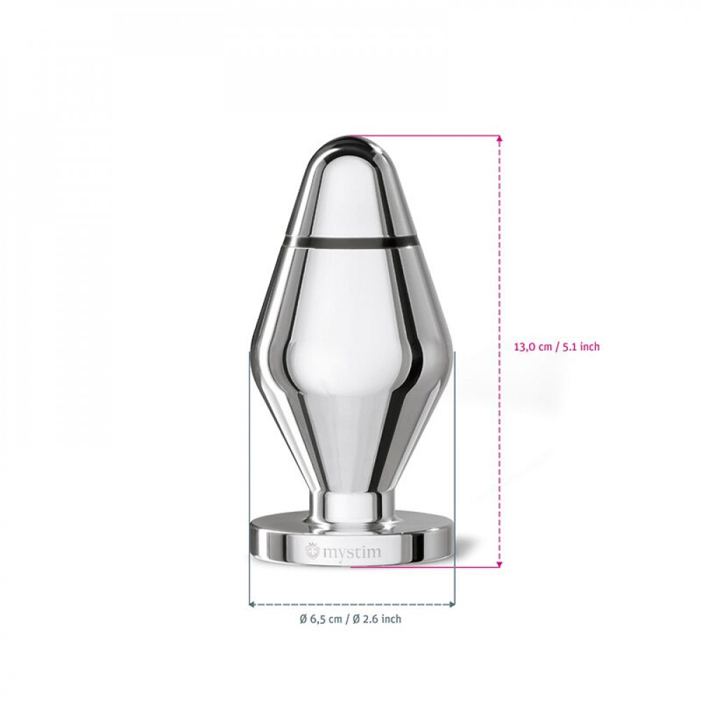 Різне - Металева анальна пробка Mystim Big John для електростимулятора, діаметр 6,5 см 3