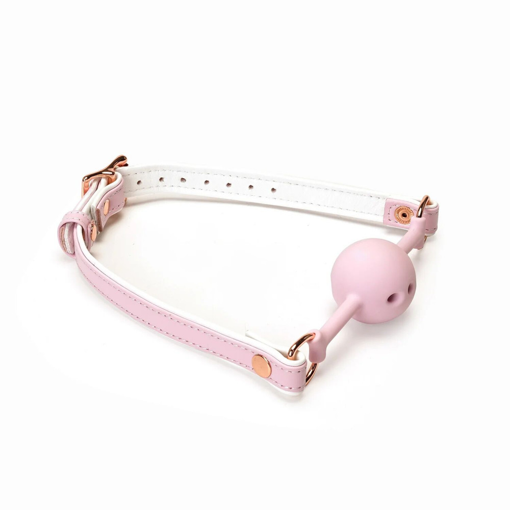 Повязки на глаза, кляпы, зажимы - Кляп Liebe Seele White & Pink Fairy Goat Leather Ball Gag