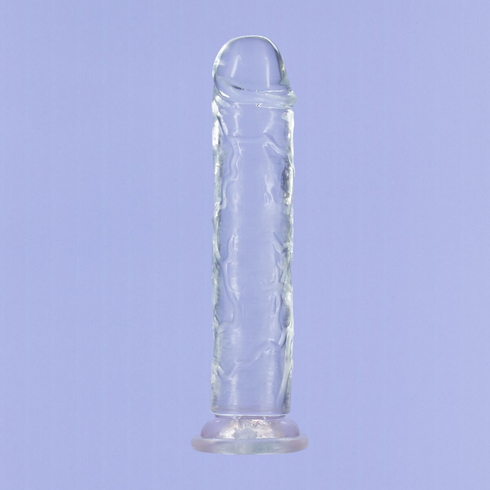 Фалоімітатор - Прозорий фалоімітатор на присосці ADDICTION Vertical Dong 9″, віброкуля в подарунок 5