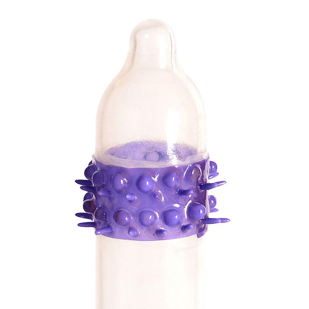 Ерегційні кільця без вібрації - Насадка на член Recare Yellow Monster Spike Condom (презерватив з рядами пухирців та шипів) 1