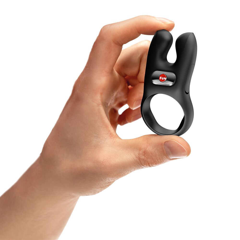 Ерекційні кільця з вібрацією - Ерекційне віброкільце з подвійною стимуляцією клітора Fun Factory NŌS CLASSIC Black, 2 мотори 5