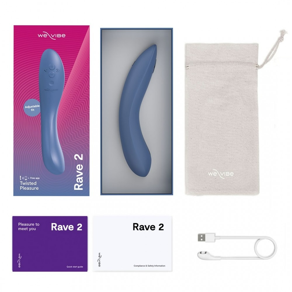 Вибраторы We-Vibe - Вибратор для точки G Rave 2 We-Vibe, силиконовый, синий, 19.3 х 3 см 3