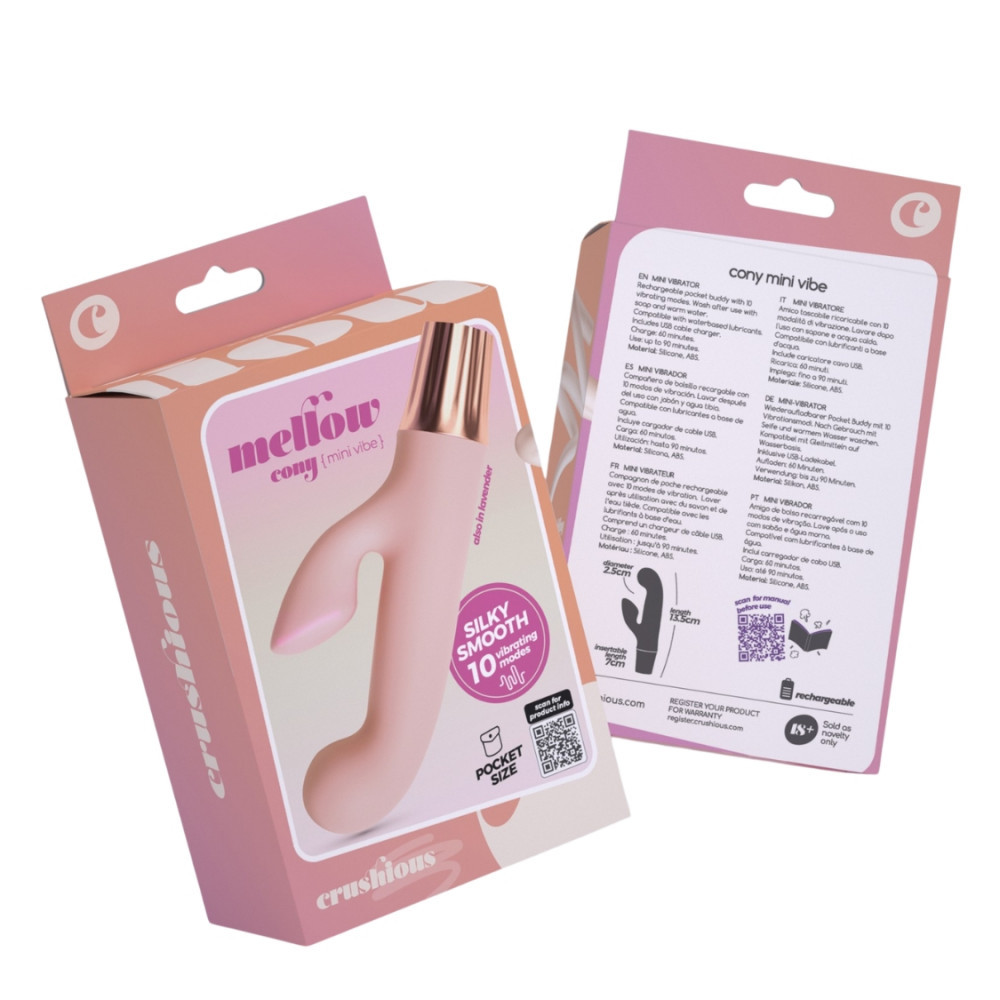 Вібратор-кролик - Вібратор-кролик CRUSHIOUS Mellow Cony, рожевий, 13,5 х 2,5 см 1