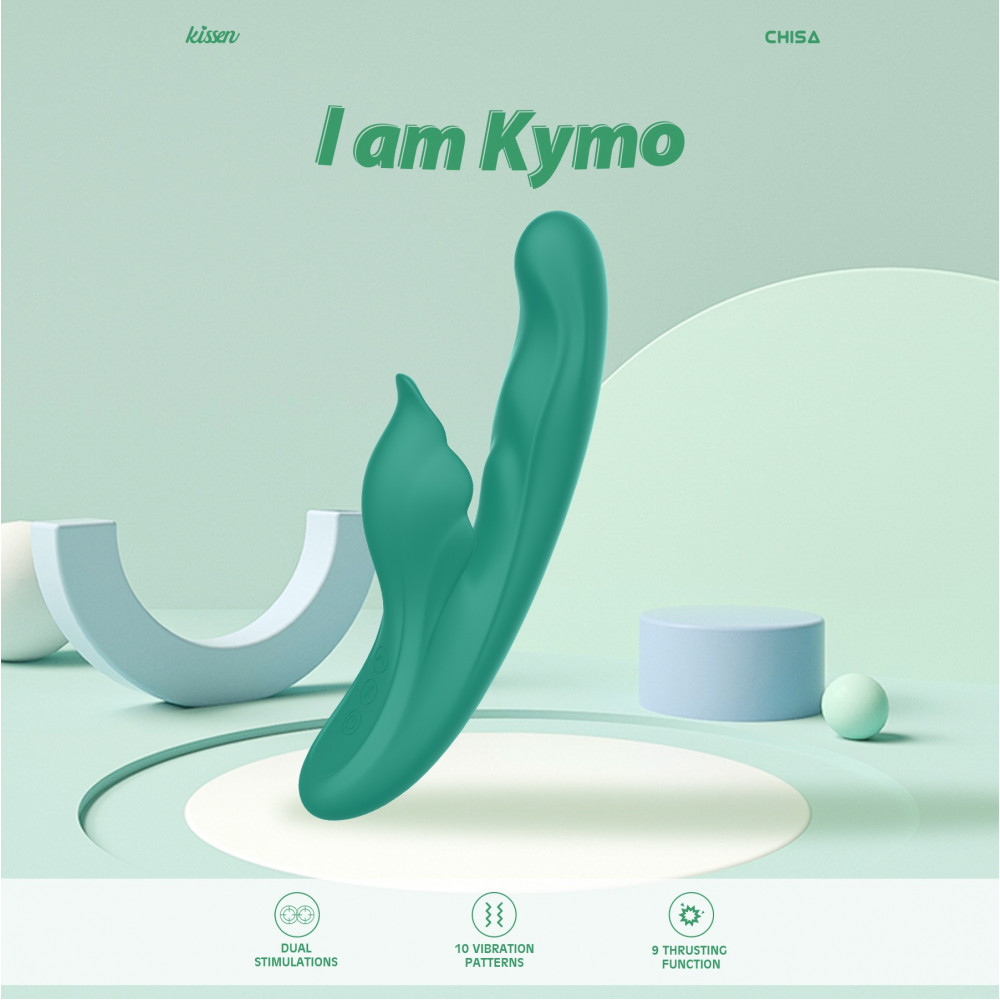 Разное - Вибратор с клиторальным отростком Chisa Kissen Kym с фрикциями и функцией подогрева, зеленый 3