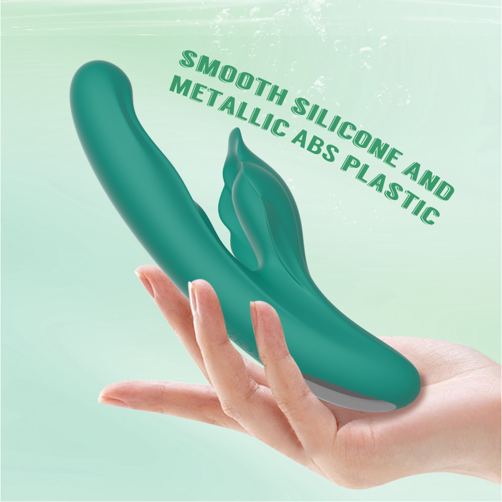 Разное - Вибратор с клиторальным отростком Chisa Kissen Kym с фрикциями и функцией подогрева, зеленый 8