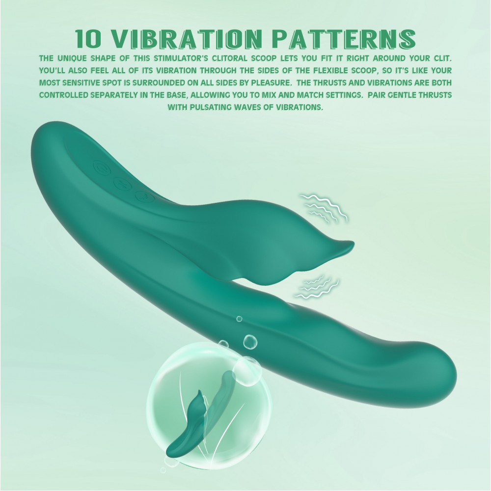 Разное - Вибратор с клиторальным отростком Chisa Kissen Kym с фрикциями и функцией подогрева, зеленый 4