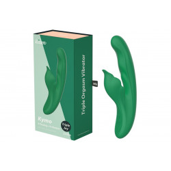 Вибратор с клиторальным отростком Chisa Kissen Kym с фрикциями и функцией подогрева, зеленый