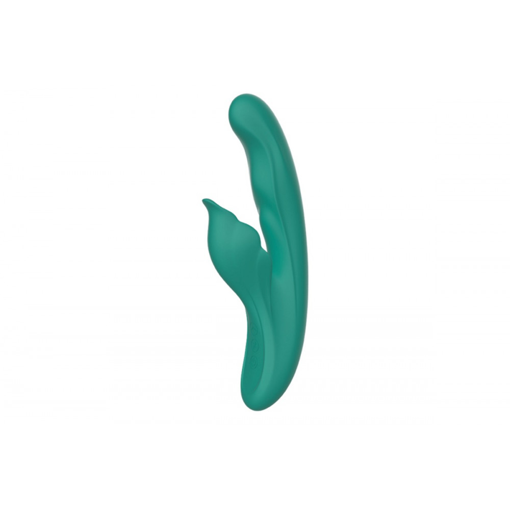 Разное - Вибратор с клиторальным отростком Chisa Kissen Kym с фрикциями и функцией подогрева, зеленый 1