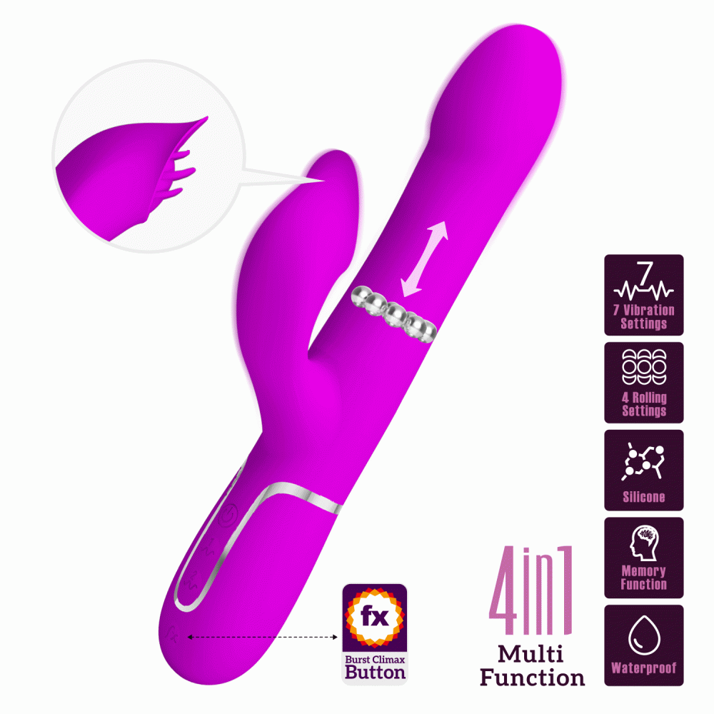 - Вибромассажер с поступательным движением серии Pretty Love - Falin Twinkled Tenderness Purple 7 vibration functions 4 rolling functions, BW-500012 1