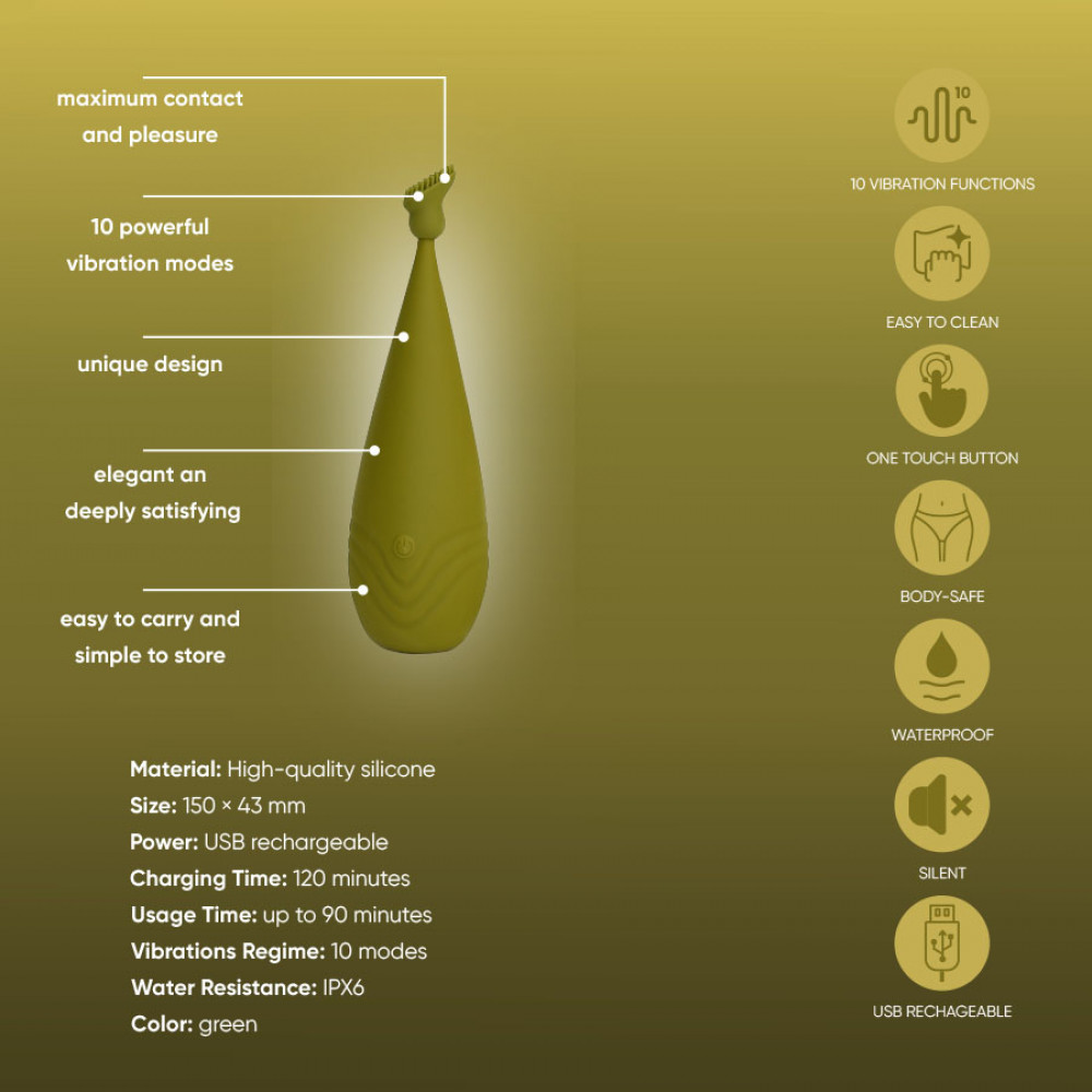 Різне - Вібростимулятор із різними насадками Sweet Em, зелений 6