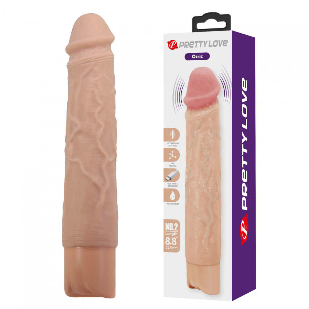  - Реалістичний вібратор, що перезаряджається Pretty Love - Osric Realistic Vibrating Dildo, BW-500081