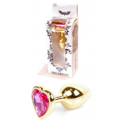 Анальная пробка Boss Series - Jewellery Gold Heart PLUG Pink S, BS6400035