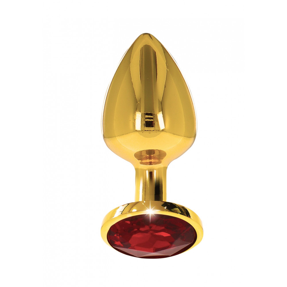 Секс игрушки - Анальная пробка металлическая золотистая L Butt Plug With Diamond Jewel Taboom 4