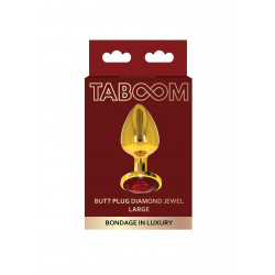 Анальная пробка металлическая золотистая L Butt Plug With Diamond Jewel Taboom