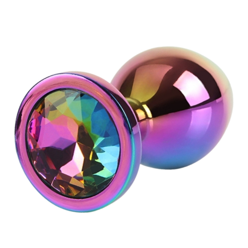 Анальные игрушки без вибрации - Анальная пробка разноцветная CHISA MATRIX MONT с разноцветным камнем, размер M 1