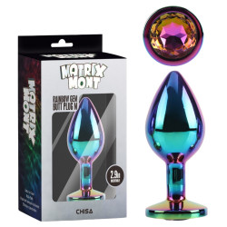 Анальная пробка разноцветная CHISA MATRIX MONT с разноцветным камнем, размер M