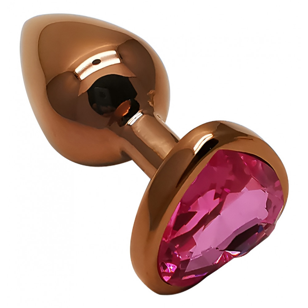 Анальные игрушки без вибрации - Анальная пробка с кристаллом EGZO - Dark Gold Heart Plug Rose, size S 4