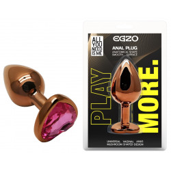 Анальная пробка с кристаллом EGZO - Dark Gold Heart Plug Rose, size S