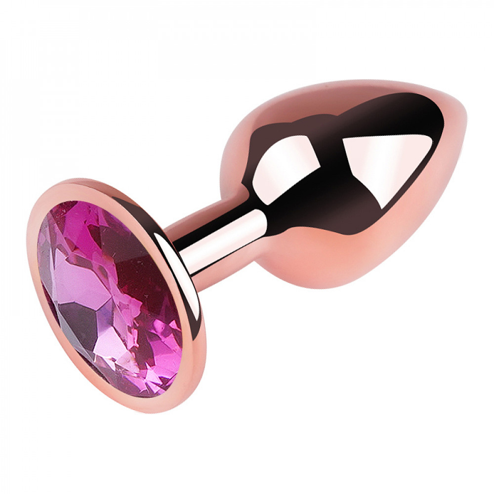 Анальные игрушки без вибрации - Анальная пробка с кристаллом EGZO - Rose Gold Round Plug Rose size S 3