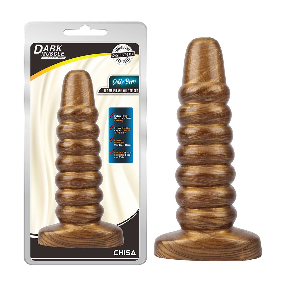 - Велика анальна пробка ребриста Chisa Dark Muscle Gold