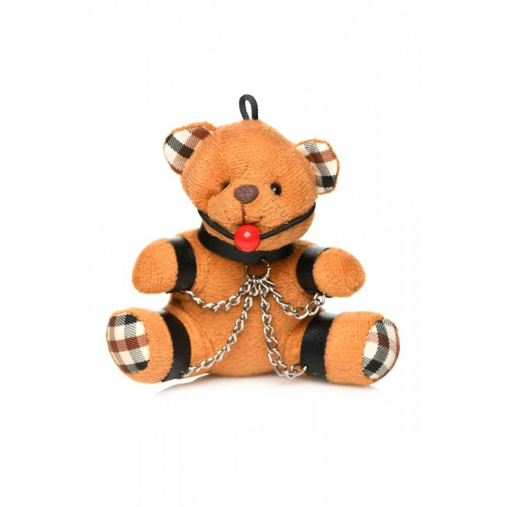 БДСМ игрушки - Брелок плюшевый БДСМ медвежонок с кляпом, 9 см х 9 см 4