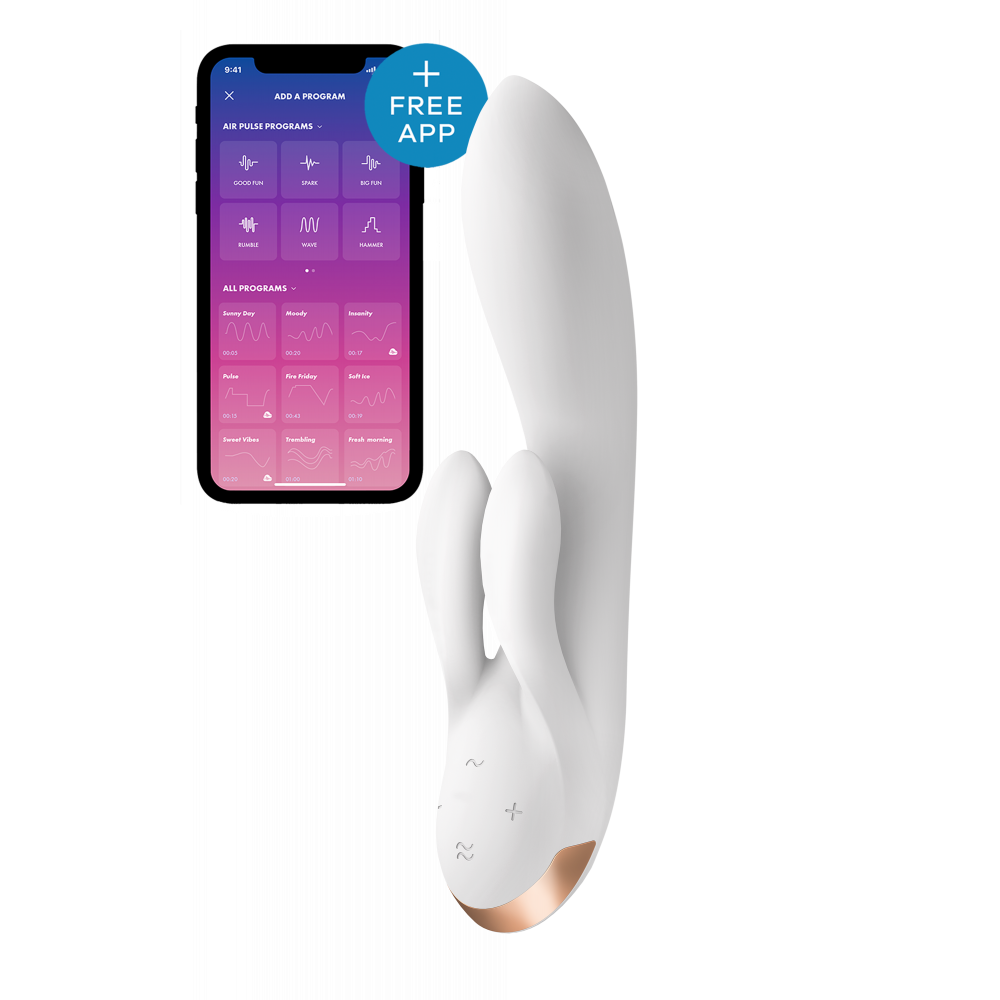 Смарт игрушки - Двойной смарт вибратор SATISFYER DOUBLE FLEX WHITE