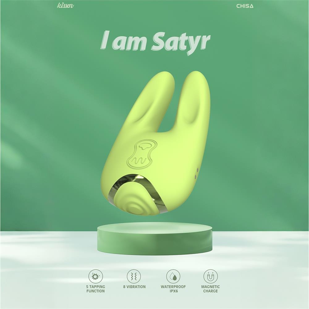 Разное - Двусторонний вибратор для клитора Chisa Kissen Satyr с вибрацией и пульсацией, зеленый 4