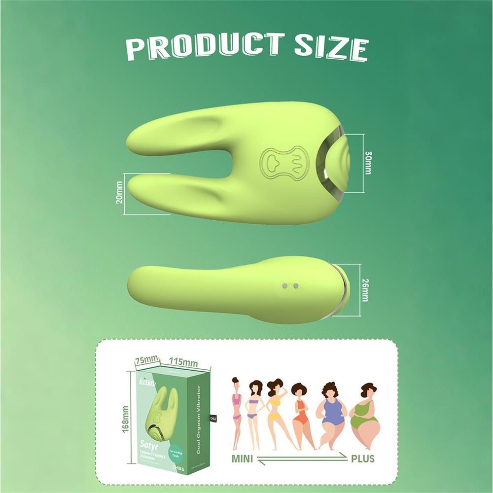 Разное - Двусторонний вибратор для клитора Chisa Kissen Satyr с вибрацией и пульсацией, зеленый 5