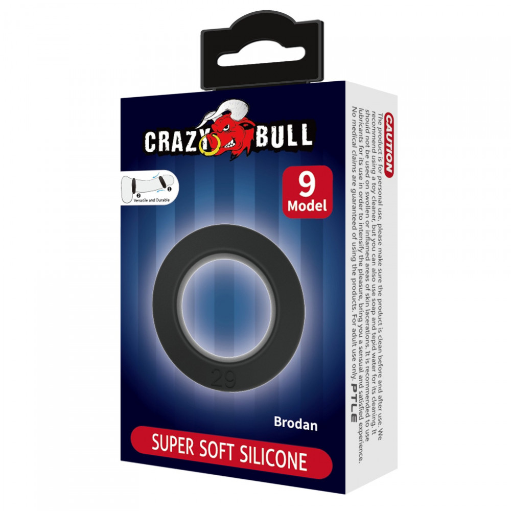 Різне - Ерекційне кільце Crazy Bull №9 - Brodan super soft silicone, BI-210351 8