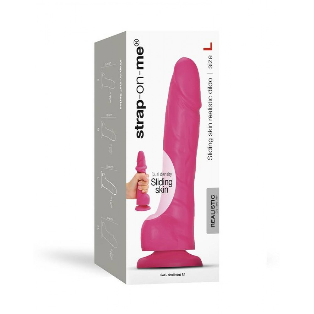 Секс игрушки - Фаллоимитатор реалистичный размер L Strap-On-Me на присоске, розовый, 14.2 х 4.1 см 1