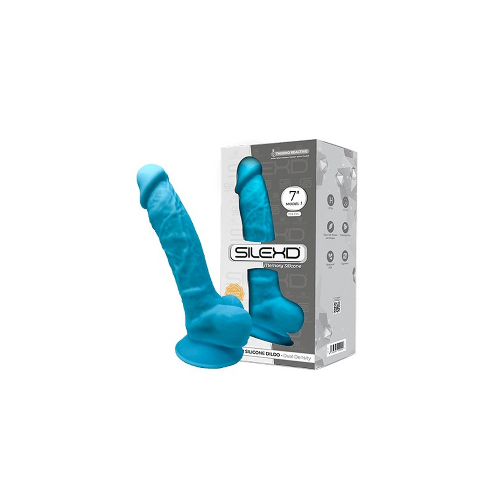 Різне - Фалоімітатор реалістичний з яєчками SILEXD ZM01 на присосці, блакитний 1