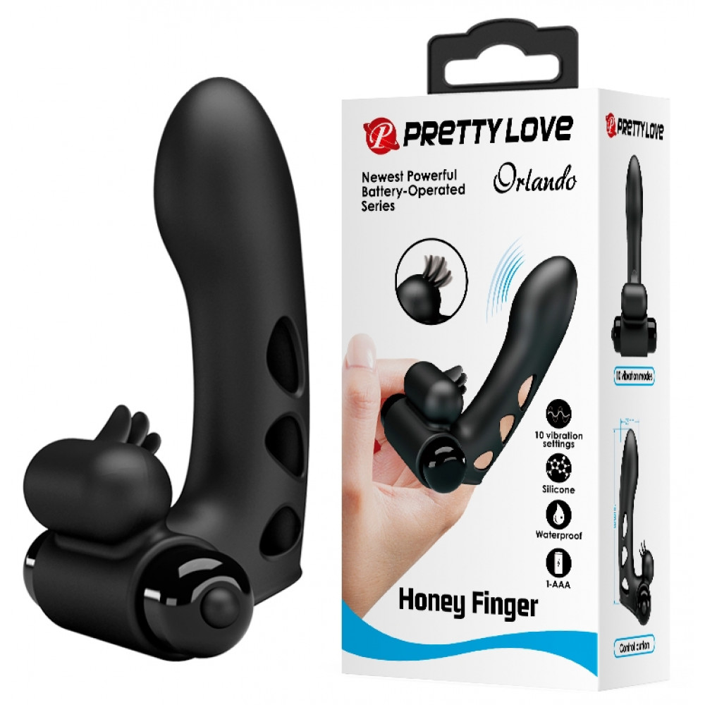  - Кліторальний стимулятор на палець Pretty Love-Orlando Finger Black, BI - 014836