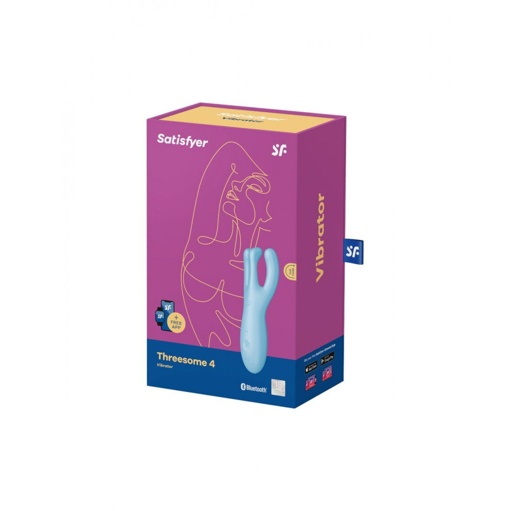 Клиторальный вибратор - Клиторальный смарт вибратор Satisfyer Threesome 4 Blue с тремя пальчиками 1