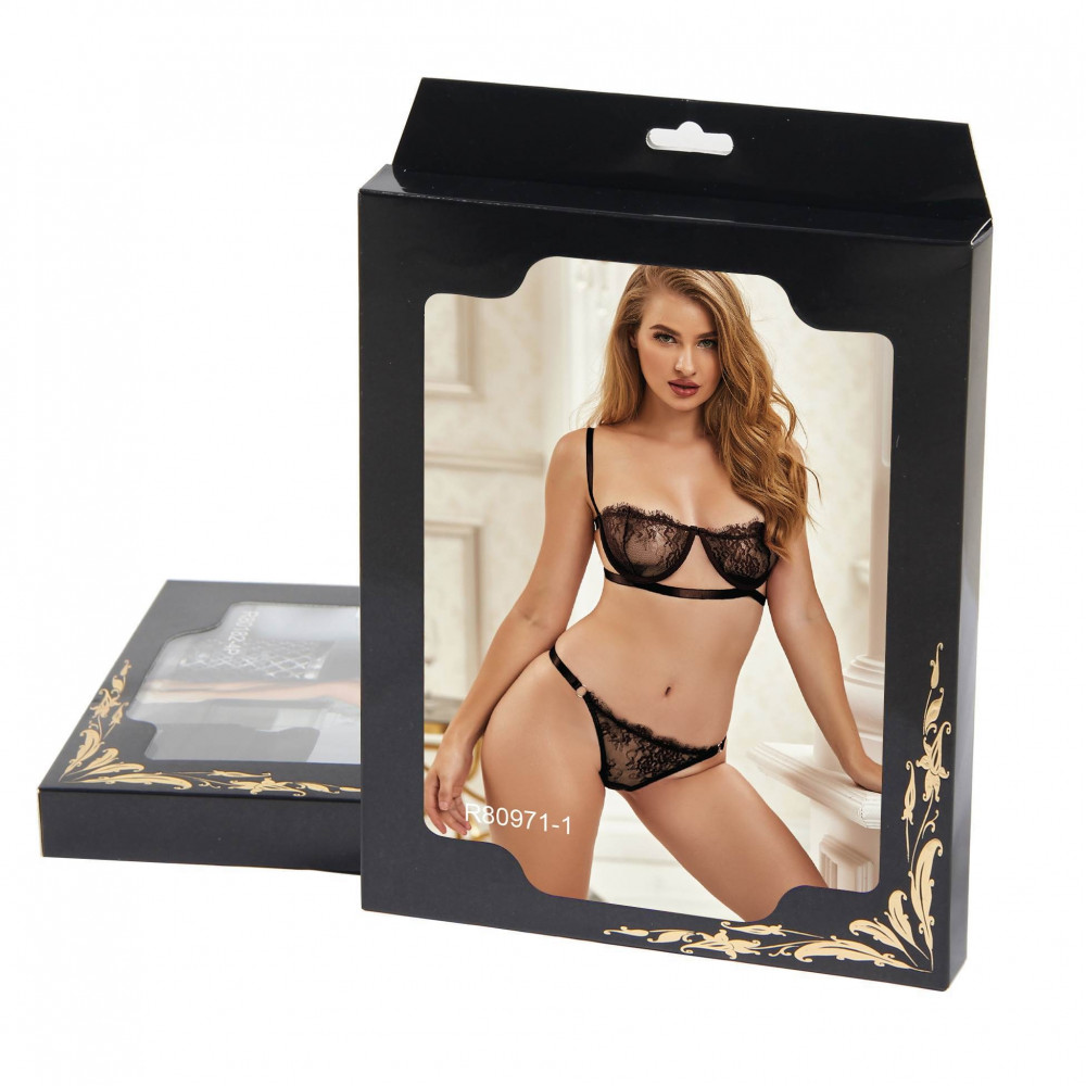 Разное - Комплект белья с кружевом на косточках Star Night черный, XS/S 4