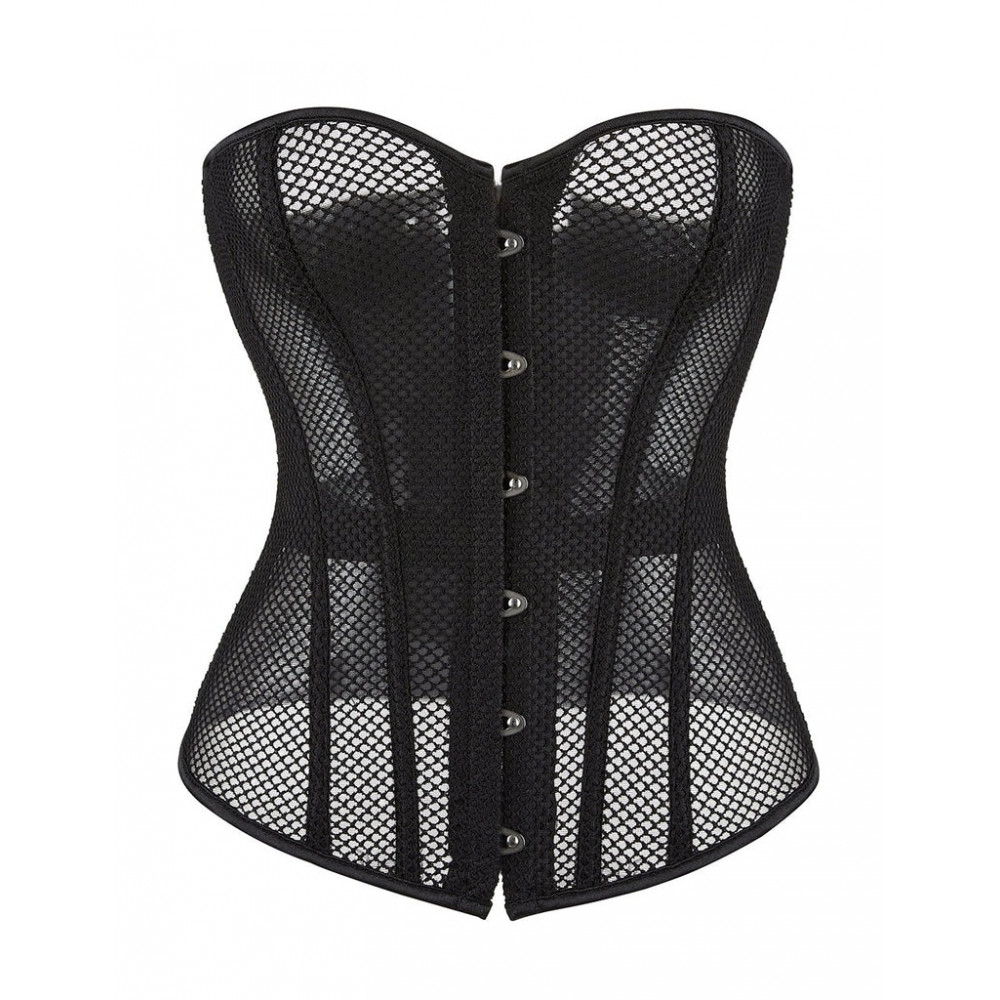 Різне - Корсет із сітки Star Night з гачками та шнурівкою, чорний, S (без коробки) 3