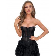 Корсет із сітки Star Night з гачками та шнурівкою, чорний, S (без коробки)