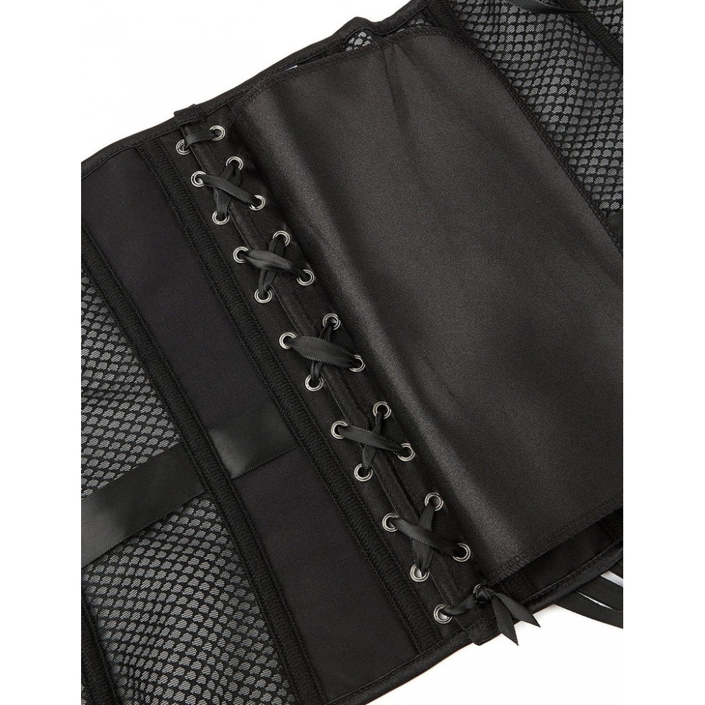 Різне - Корсет із сітки Star Night з гачками та шнурівкою, чорний, S (без коробки) 8