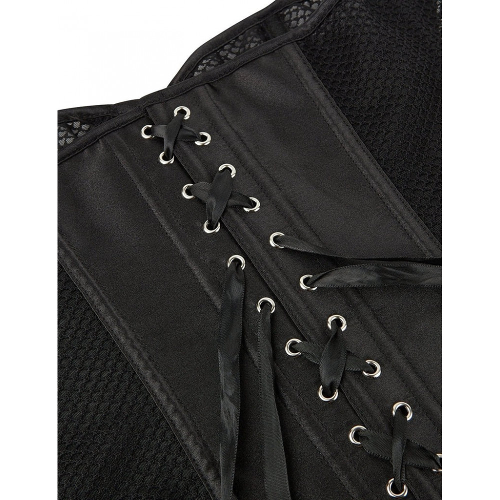 Різне - Корсет із сітки Star Night з гачками та шнурівкою, чорний, S (без коробки) 9