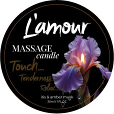 Масажна свічка L'amour Iris and Amber Musk з ароматом ірису та бурштинового мускусу, 30 мл