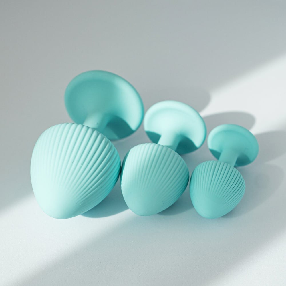 Різне - Набір анальних пробок з рельєфом UPKO The Mushroom силіконові, блакитні, 3 шт.