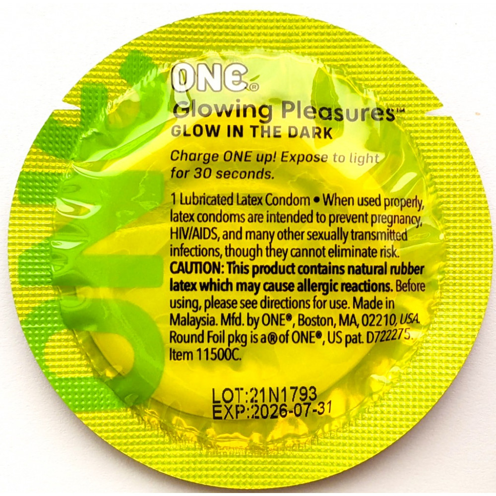 Презервативы - Набор флуоренцетных презервативов ONE Glowing Pleasures светятся в темноте (цена за упаковку,100 шт) 3