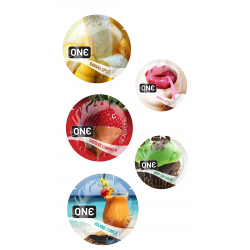 Презервативы One FlavorWaves латексные, набор разных вкусов, 5 шт